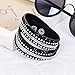 Bestjybt Fashion Leather Wrap Wristband Rhinestone Multilayer Bracelet Bangle (Black)