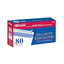BAZIC No.6-3/4 Peel and Seal Security Envelope, White, 80 Per Pack (573-24P)