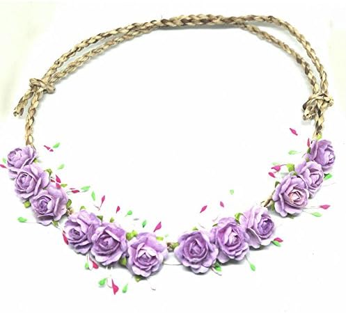 Dconfident Bohemia Flower Crown Headband Women Girls Handmade natural materials Gifts Wedding Party Accessoires (Purple)