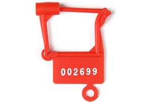 SSSEALTAG Plastic Padlock Seals Tags Disposable Self-Locking Numbered Tag Tamper Proof Security Padlocks Lable for Water/Electricity Meter Luggage, Bag, Clothes, Shose(Red,20pcs)