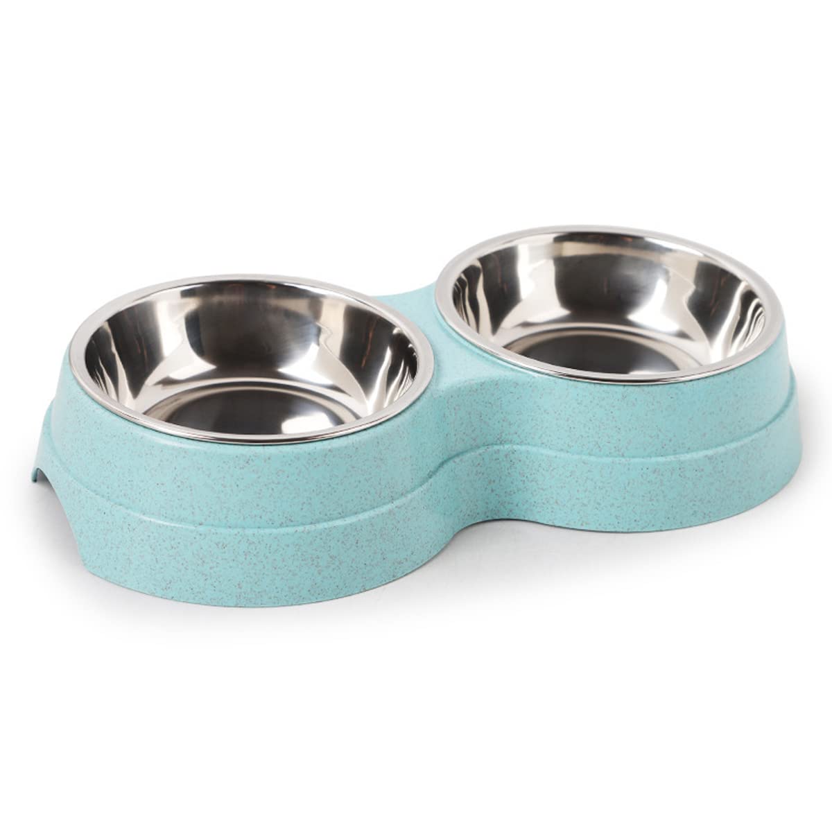 Double Dog Bowl,Non Slip Removable Stainless Steel Double Bowl 2-IN-1 Dog Bowl with Non-spill For Small Dogs,Cats and Animal etc(S,Blue)