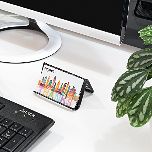 Mesh Desk Business Card Holder Display 4 PCS – Metal, Black & Sliver