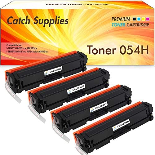 Catch Supplies Compatible Toner Cartridge Replacement for Canon 054 054H Toner Replacement for Canon i-SENSYS LBP621cw i-SENSYS LBP623cwi-SENSYS MF641cw i-SENSYS MF643cdw i-SENSYS MF645cx 4 Packs