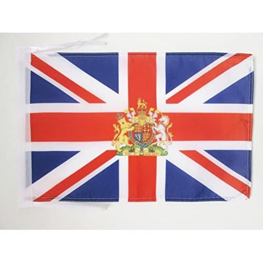 AZ FLAG - United Kingdon Coat of arms Flag - 18'' x 12'' - 100% Polyester UK - British - England Small Banner with Two Cords - Fade Resistant - Vivid Colors - 18x12 in - 45x30 Cm