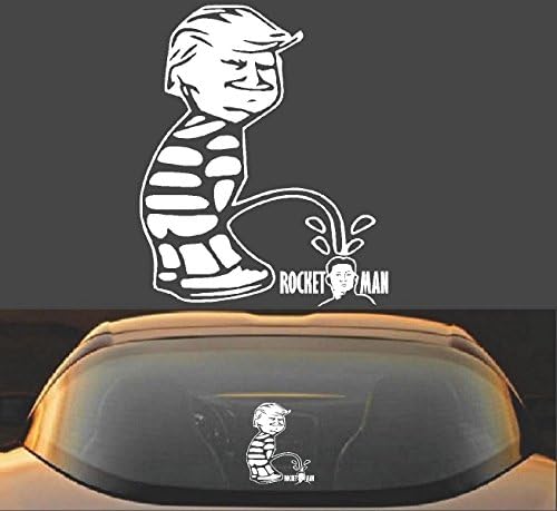 6" DONALD TRUMP PEEING ON KIM JONG UN NORTH KOREA FUNNY VINYL DECAL STICKER