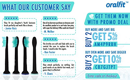 Generic Replacement Toothbrush Heads Philips Sonicare HX6014 HX6013 ProResults Black 12 pcs Fit DiamondClean HealthyWhite EasyClean FlexCare Soft Bristles Gum Plaque Control