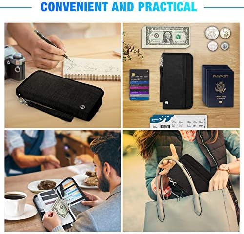 Vemingo Family Passport Holder RFID-Blocking Travel Wallet Ticket Holder Document Organizer with Zipper for Women & Men, Fits 5 Passports (Black, Large) 6 Vemingo Family Passport Holder RFID-Blocking Travel Wallet Ticket Holder Document Organizer with Zipper for Women & Men, Fits 5 Passports (Black, Large)