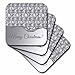 3dRose Pretty Silver Christmas Ornaments, Merry Christmas - Soft Coasters, Set of 8 (CST_220561_2)
