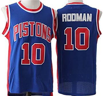 Mens Detroit Pistons Dennis Rodman #10 Retro Jersey Blue XXL