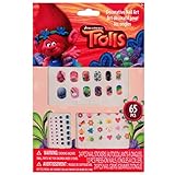 Trolls Girls Press On Nails Colorful and Vibrant Gems and Stickers 12pc Set