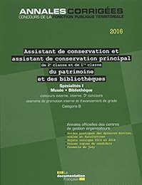 Assistant de conservation et assistant de conservation principal de 2e classe et de 1e classe du patrimoine et des bibliothèques 2016