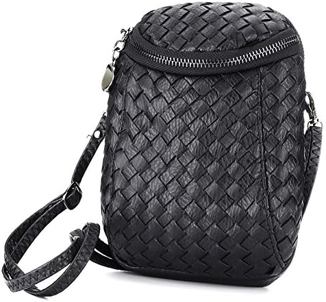 SSMY Womens Dual Pockets PU Leather Mini Cellphone Crossbody Bag Single Shoulder Purse for Girls