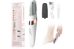 LQT® Electric Foot File – Rechargeable Callus Remover for Hard, Cracked Skin – at-Home Pedicure Kit for Smooth Feet (Men & Women) (White)