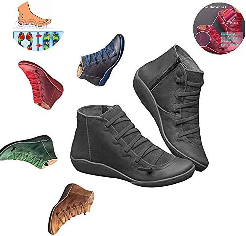 2019 New Women Arch Support Boots-Women’s Flat Ankle Boots,Women's Comfort Flat Heel Waterproof Ankle Boots,Ladies Flat Slip On Boots,Casual Shoes Outdoor Walking Boots