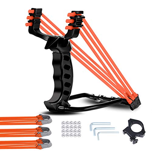 Elfirly Wrist Rocket Slingshot Professional Powerful Outdoor Hunting Sling Shot Accurate Shooting High Velocity Catapult With 3 Heavy Duty Launching Rubber Bands And 100 Slingshot Ammo Black On Galleon Philippines