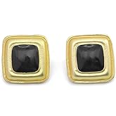 Chunky Black Gold Earrings for Women,Vintage Large Oval Square Statement Earrings,Trendy Dangle Earring Funky Jewelry