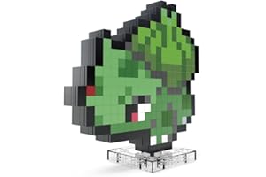 MEGA BRANDS Mega Pokémon Bisasam Retro Look - 15 cm Buildable with Pixel Art Stones - Includes Wall Mounted Base for Adult Lovers and Collectors, HTH75