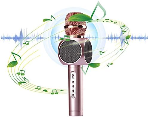 BOCOIN Fashion Home Mini KTV, Family Karaoke Singing Tolls,Wireless Bluetooth Microphone Player, Voice Record for iOS iPhone iPad Android Smartphone and PC ,Outdoor Party Muisc Playing (Rose Gold)