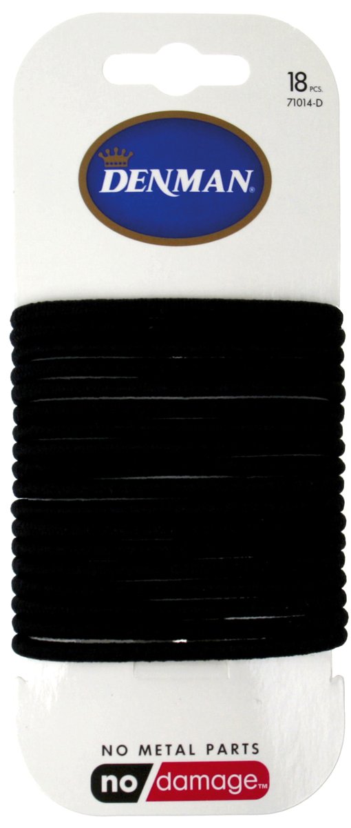 Denman No-Damage Elastic Hairbands 18-Piece, Large, Black