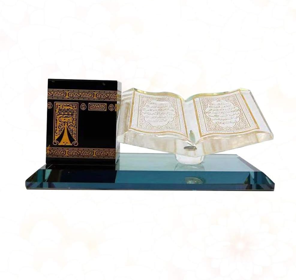 nobranded Ramadan Decor Eid Mubarak Gift Muslim Ornaments Islamic Decoration Table Crystal Gilded Kaaba Book Miniature Model for Desktop Gift Ornament Home Office