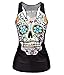 RedExtend Women's Color Skull Slim Gym Sport T-Shirt Vest Tank Tops,Floral Skull,One Size