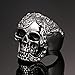 Mens Vintage Black Gothic Skull Rings 316L Stainless Steel Heavy Metal Rock Punk Biker Bands High Polished Size 8-12