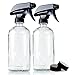 Empty Refillable 16 oz Glass Container for Homemade Cleaners, Misting Plants, etc - Strong Reliable Trigger Sprayer with Mist and Stream Settings includes Phenolic Cap and 3