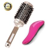 Hair Brush Anti-Static Detangling Round Hair Brush by AIWANG Boar Bristle Brush For Straightening hair,Hair Drying, Styling, Curling,3 in 1 Set