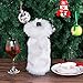 AerWo Faux Fur Wine Bottle Bag, White Christmas Wine Bottle Cover for Winter Holiday party decorations, 13 x 6 inch