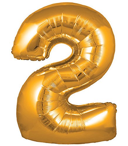Oaktree UK 603127 Giant Number Balloon 2, Gold, 30”