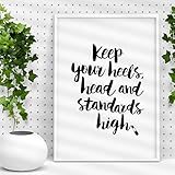Keep Your Heels, Head and Standards High Coco Chanel Quote Typography Print Wall Decor Motivational Print Inspirational Poster Home Decor