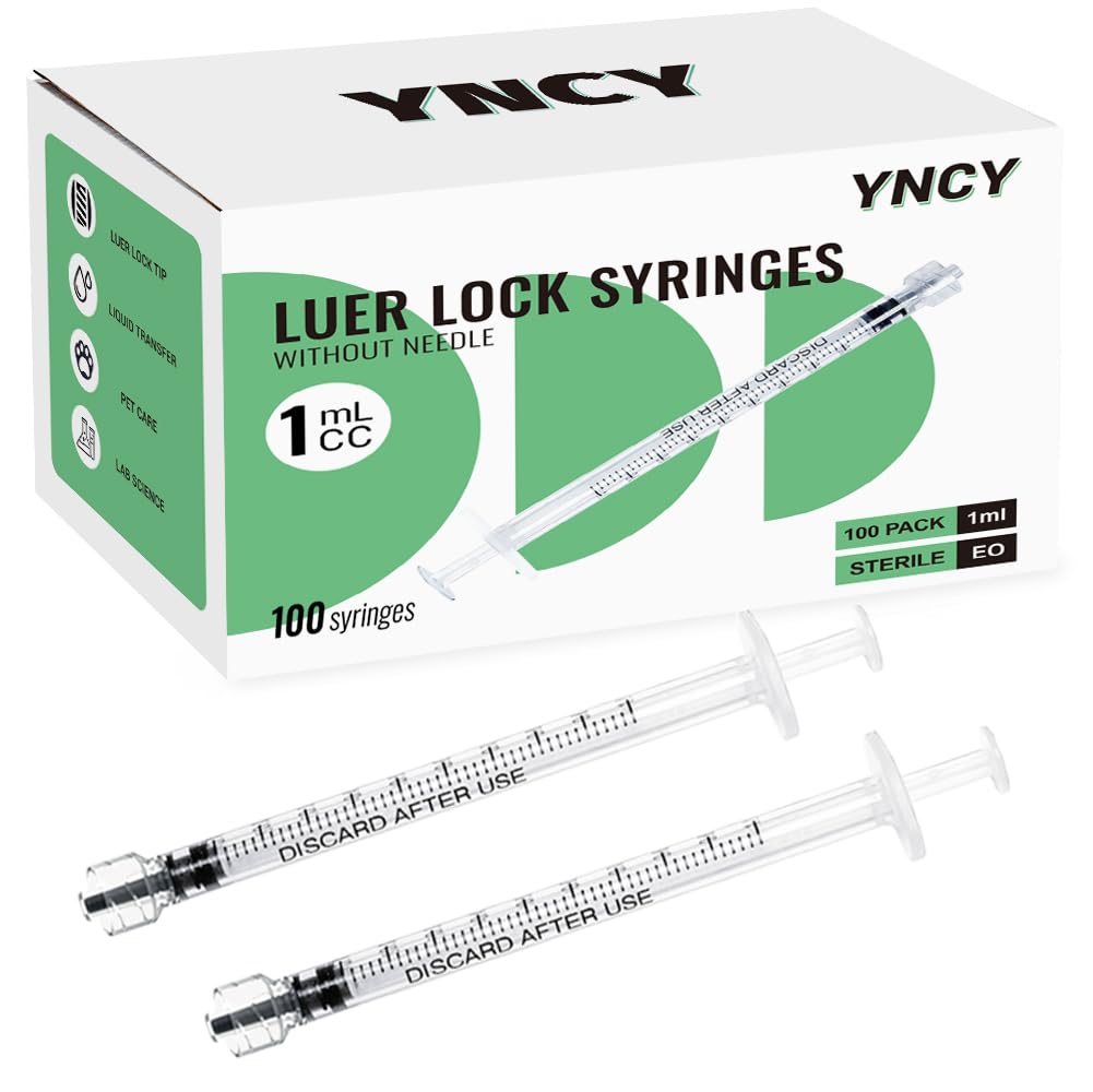 Photo 1 of 100 Pack 1ml Luer Lock Syringe without Needle, 1cc small syringes, Individually Sealed