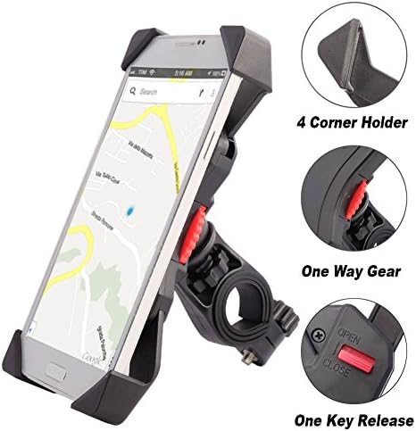 Anti Shake Bike Mount Cell Phone Holder Universal Fall Prevention Bicycle Handlebar Mobile Phone Holder Cradle Clamp with 360 Rotate for 3.5 to 6.5 inch Smartphone GPS Other Devices (Universal)