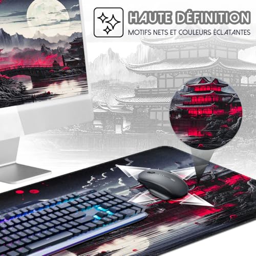 Zindoo XXL Mouse Pad Gamer Mouse Mat 900 x 400 mm Optimized for Sensor, High Accuracy and Speed with Stitched Edges and Non-Slip Rubber Base for Office, Study, Gaming