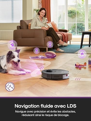 E20 Evo Plus Robot Aspirateur Laveur avec Station sans Sac Aspiration 10000 Pa Aspirateur Robot Autovidange, Anti Enchevêtrement pour Cheveux Poils d'animaux, Soulèvement de Serpillière 10mm