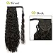 Alimice Long Corn Wave Ponytail Extension Synthetic Wavy Ponytail for Women Magic Paste Black Cury Wrap Around Black Ponytail Clip in Hairpiece Heat Resistant for Girl Lady 22 inch