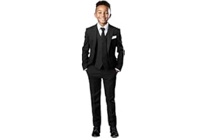 Marvelous Kids Boys Formal Suit Set 5 Pieces Slim Fit Ring Bearer Outfit Black Suits