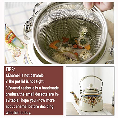 image for Alistar99 Enamel on Steel Teapot,Large Porcelain Enameled Teakettle,Ho