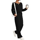 Viottiset Women's 2 Piece Set Casual Outfits Knit Top Wide Leg Sweater Long Sleeve Lounge Set Sweatsuit