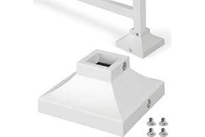 Epcee 4pcs Post 1" Aluminum Deck Post Base Cover, Post Skirt, Handrail, Stair, Porch, Deck Railing Base Brackets Covers (White)