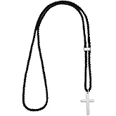 Kigeli Cord Cross Necklace for Men Clergy Robes Cross | Priest Collar Necklace for Minister, Women, Halloween Adult Clergy Costume Accessories, Christmas Christian Church Gifts