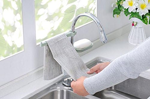 Kpinsing Sponge Holder Scratcher Holder Soap Holder Towels Holder Brush Holder for Kitchen Sink (Blue Grey)