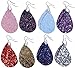 10 Pairs Petal Teardrop faux Leather Earrings - Lightweight Leaf Drop Earrings Gift Fit Woman Girls