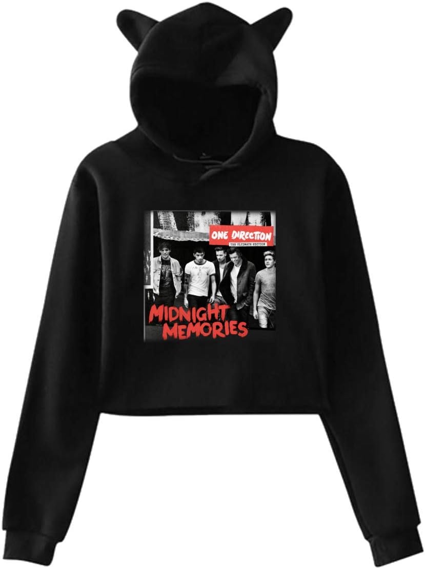Female Print with One Direction Midnight Memories Popular Cat Ear Hooded Sweatshirts