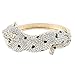 EVER FAITH Women's Austrian Crystal Black Enamel Leopard Hinged Bangle Bracelet Clear Gold-Tone