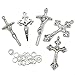 TOAOB Assorted Silver Metal Crosses Charms Pendants Bracelet Necklace Earrings Crafting DIY Jewelry Making Accessory Pack of 30pcs