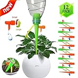 【2019 New】 Self Watering Spikes，Universal Plant Watering Devices， Plant Spikes System Suitable for All Bottle Mouths with mounting Bracket Automatic Vacation Drip Watering Bulbs Globes Stakes System