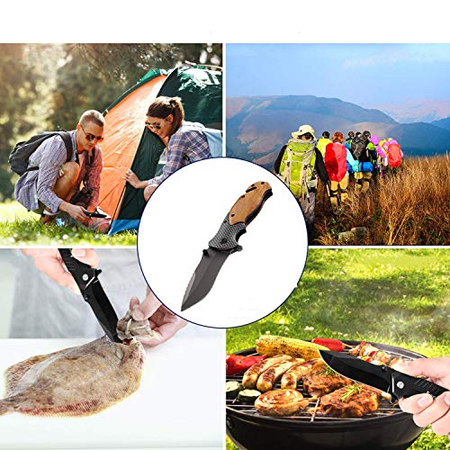 Unilove Folding Knife Pocket Knife Outdoor Survival Knife Tactical Knife with Sheath for Camping Hunting Survival and Outdoor - Thumbnail 5