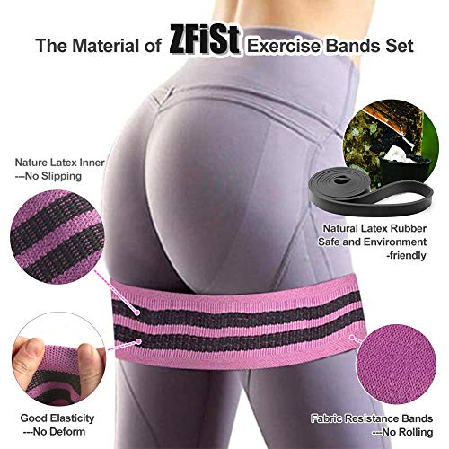 ZFiSt Booty Band, Fabric Resistance Bands for Leg Butt,Thigh Workout Bands for Women, Hip Glute Bands Fitness Exercise Bands for Squat Pilate Yoga, 3 Resistance Bands Long 1 Pull Up Bands