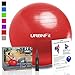 Exercise Ball (Multiple Sizes) for Fitness, Stability, Balance & Yoga - Workout Guide & Quick Pump Included - Anit Burst Professional Quality Design (Red, 55CM)